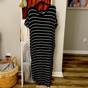 Black with white strips maxi dress. Used once